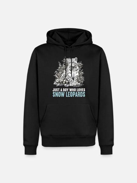 Snow Leopard Schneeleoparden Schneeleopard - Männer Premium Bio Hoodie - Schwarz
