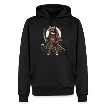 Japanische Samurai -Katzenkrieger Retro Ninja - Männer Premium Bio Hoodie - Schwarz - Vorne - Nico (187cm)
