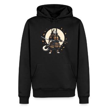 Japanische Samurai -Katzenkrieger Retro Ninja - Männer Premium Bio Hoodie - Schwarz - Vorne - Nico (187cm)