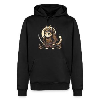 Japanische Samurai -Katzenkrieger Retro Ninja - Männer Premium Bio Hoodie - Schwarz - Vorne - Nico (187cm)