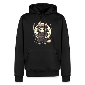 Japanische Samurai -Katzenkrieger Retro Ninja - Männer Premium Bio Hoodie - Schwarz - Vorne - Nico (187cm)