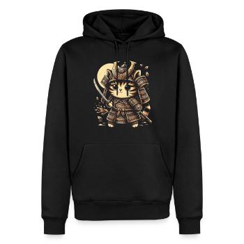 Japanische Samurai -Katzenkrieger Retro Ninja - Männer Premium Bio Hoodie - Schwarz - Vorne - Nico (187cm)
