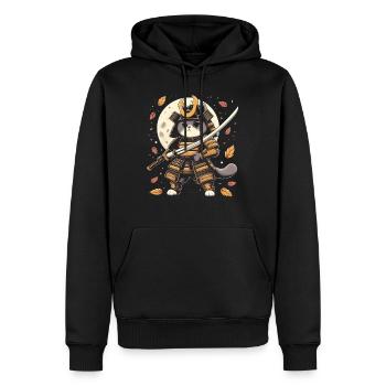 Japonais Samouraï Cat Warrior Retro Ninja - Sweat à capuche Premium bio Homme - noir - Devant - Nico (187cm)