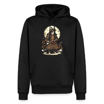 Japanische Samurai -Katzenkrieger Retro Ninja - Männer Premium Bio Hoodie - Schwarz - Vorne - Nico (187cm)