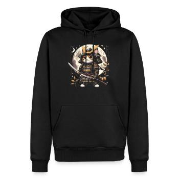 Japanische Samurai -Katzenkrieger Retro Ninja - Männer Premium Bio Hoodie - Schwarz - Vorne - Nico (187cm)