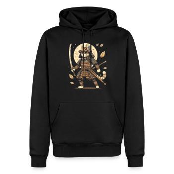 Japanische Samurai -Katzenkrieger Retro Ninja - Männer Premium Bio Hoodie - Schwarz - Vorne - Nico (187cm)