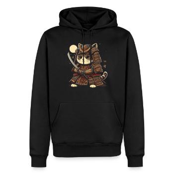 Japanische Samurai -Katzenkrieger Retro Ninja - Männer Premium Bio Hoodie - Schwarz - Vorne - Nico (187cm)