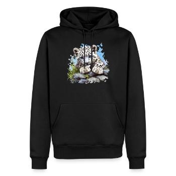 Léopard des neiges Schneeleoparden Schneeleopard - Sweat à capuche Premium bio Homme - noir - Devant - Nico (187cm)