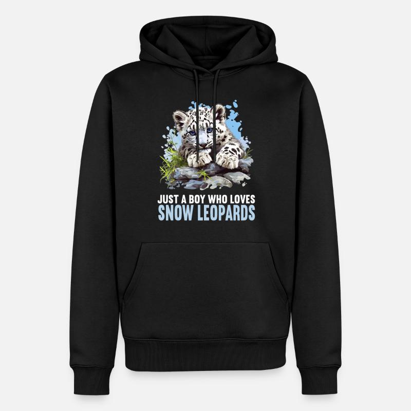 Léopard des neiges Schneeleoparden Schneeleopard - Sweat à capuche Premium bio Homme - noir