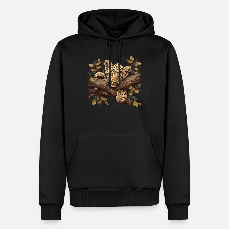 Léopard léopard - Sweat à capuche Premium bio Homme - noir