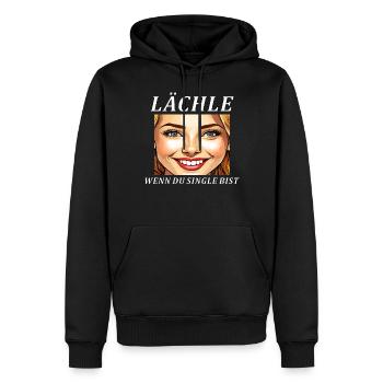 FRAU LÄCHLE WENN DU SINGLE BIST - Männer Premium Bio Hoodie - Schwarz - Vorne - Nico (187cm)