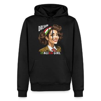 FEMME ITALIE RÊVE FILLE ITALIENNE - Sweat à capuche Premium bio Homme - noir - Devant - Nico (187cm)