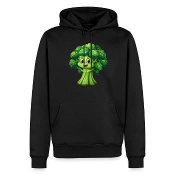 Glücklicher Brokkoli - Männer Premium Bio Hoodie - Schwarz - Vorne - Nico (187cm)