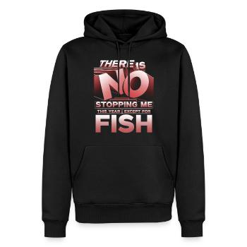 Allergie au poisson - Sweat à capuche Premium bio Homme - noir - Devant - Nico (187cm)