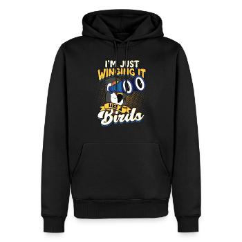 Vogelbeobachtung I'm just winging it - Männer Premium Bio Hoodie - Schwarz - Vorne - Nico (187cm)