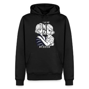 SŒURS J’AIME MA SŒUR - Sweat à capuche Premium bio Homme - noir - Devant - Nico (187cm)