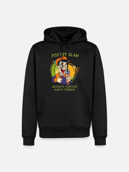 MAN MICROPHONE POETRY SLAM POEMS - Men’s Premium Organic Hoodie - black