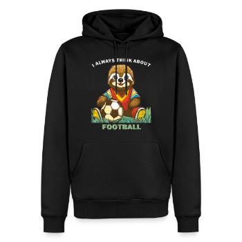 SLOTH I ALWAYS THINK ABOUT FOOTBALL - Men’s Premium Organic Hoodie - black - Front - Nico (187cm)