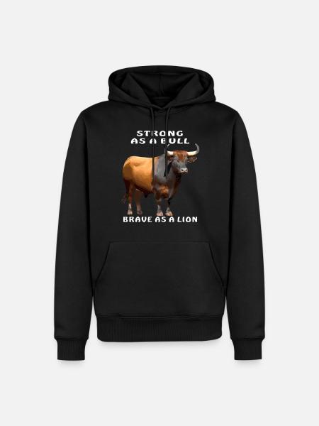 STRONG AS A BULL, BRAVE AS A LION - Men’s Premium Organic Hoodie - black