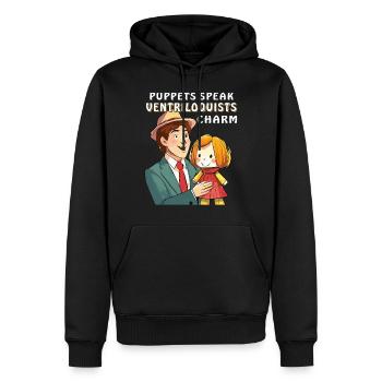 BAUCHREDNER PUPPETS SPEAK VENTRILOQUISTS - Männer Premium Bio Hoodie - Schwarz - Vorne - Nico (187cm)