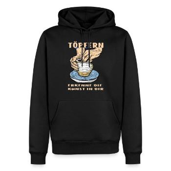 TÖPFERN ERKENNE DIE KUNST IN DIR - Männer Premium Bio Hoodie - Schwarz - Vorne - Nico (187cm)