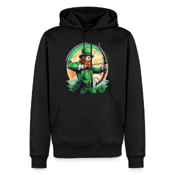 St. Patrick's Day Kleeblatt Bogenschießen - Männer Premium Bio Hoodie - Schwarz - Vorne - Nico (187cm)