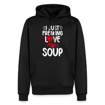 Cadeaux pour les amateurs de soupe - Sweat à capuche Premium bio Homme - noir - Devant - Nico (187cm)