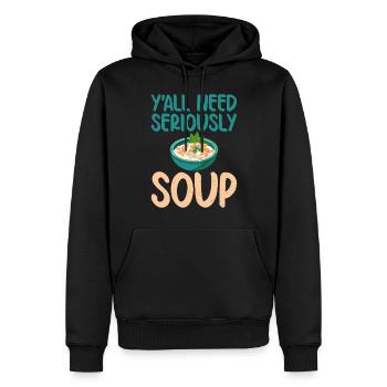 Cadeaux pour les amateurs de soupe - Sweat à capuche Premium bio Homme - noir - Devant - Nico (187cm)