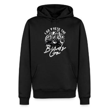 Observation des oiseaux Je vais là où les oiseaux vont - Sweat à capuche Premium bio Homme - noir - Devant - Nico (187cm)