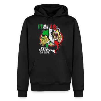 ITALIA PURE QUALITÉ DE VIE - Sweat à capuche Premium bio Homme - noir - Devant - Nico (187cm)