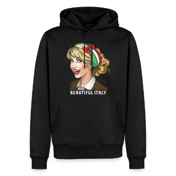 FEMME ITALIE BELLE ITALIE - Sweat à capuche Premium bio Homme - noir - Devant - Nico (187cm)