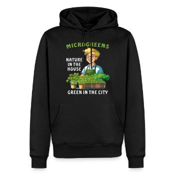MICROGREENS NATURE IN THE HOUSE GREEN - Men’s Premium Organic Hoodie - black - Front - Nico (187cm)
