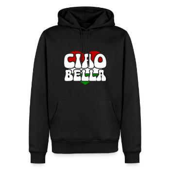 Ciao Bella - Männer Premium Bio Hoodie - Schwarz - Vorne - Nico (187cm)