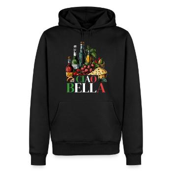 Ciao Bella - Männer Premium Bio Hoodie - Schwarz - Vorne - Nico (187cm)