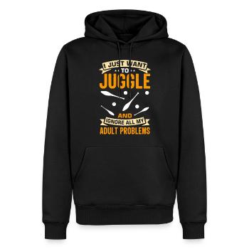 Drôle de dicton de jonglerie - Sweat à capuche Premium bio Homme - noir - Devant - Nico (187cm)