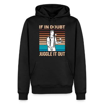 Drôle de dicton de jonglerie - Sweat à capuche Premium bio Homme - noir - Devant - Nico (187cm)