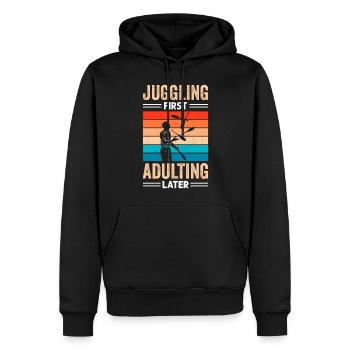 Drôle de dicton de jonglerie - Sweat à capuche Premium bio Homme - noir - Devant - Nico (187cm)