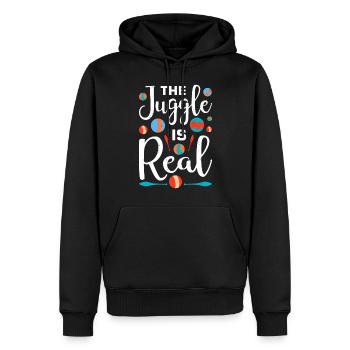 Drôle de dicton de jonglerie - Sweat à capuche Premium bio Homme - noir - Devant - Nico (187cm)