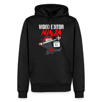 Video-Editor Ninja Lustiges Videofilmer-Video - Männer Premium Bio Hoodie - Schwarz - Vorne - Nico (187cm)