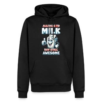 Allergie au lait - Sweat à capuche Premium bio Homme - noir - Devant - Nico (187cm)