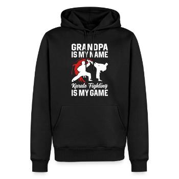 Grandpa is my name Karate fighting is my game - Ka - Men’s Premium Organic Hoodie - black - Front - Nico (187cm)
