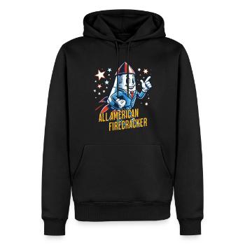 All American Firecracker Retro Vintage Design - Männer Premium Bio Hoodie - Schwarz - Vorne - Nico (187cm)