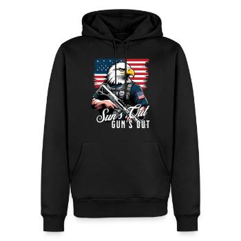 The sun is out, the gun is out July 4 - Men’s Premium Organic Hoodie - black - Front - Nico (187cm)