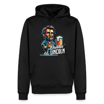 Boire comme Lincoln Design vintage rétro - Sweat à capuche Premium bio Homme - noir - Devant - Nico (187cm)