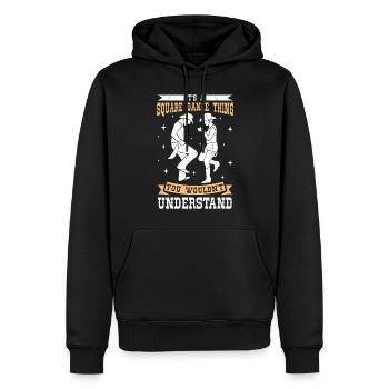 Drôle de dicton de danse carrée - Sweat à capuche Premium bio Homme - noir - Devant - Nico (187cm)
