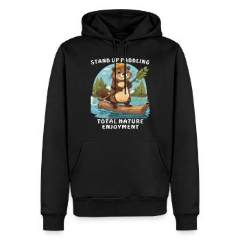 STAND UP PADDLE PLAISIR TOTAL DE LA NATURE - Sweat à capuche Premium bio Homme - noir - Devant - Nico (187cm)