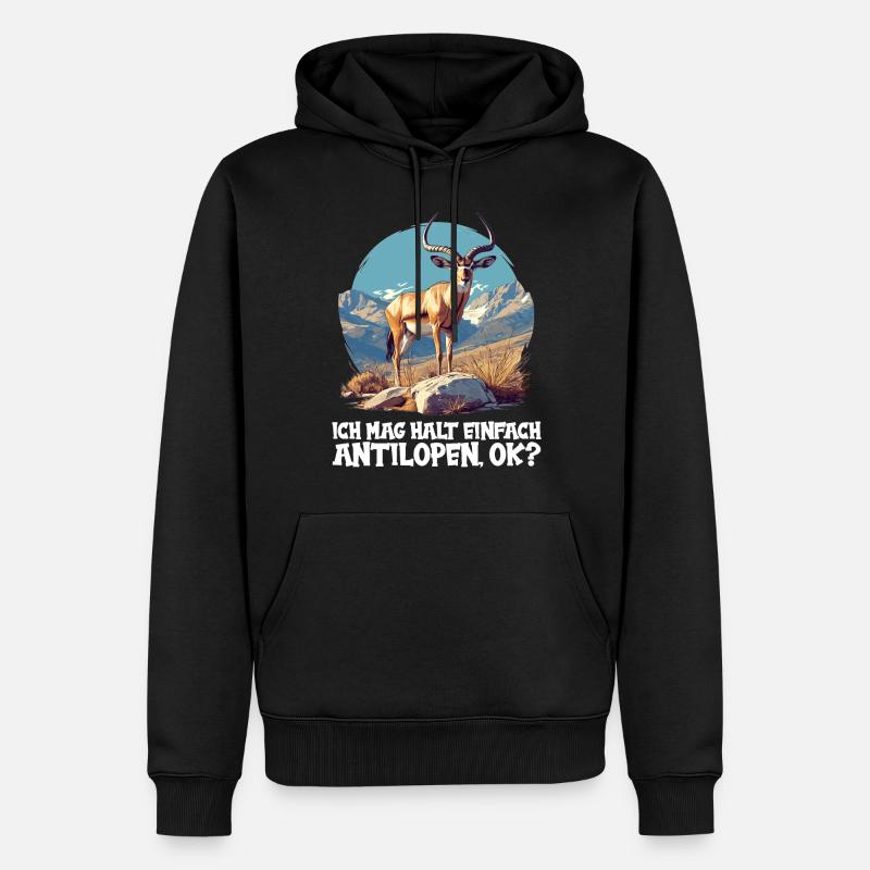 Antilope antilope antilope ouverte - Sweat à capuche Premium bio Homme - noir