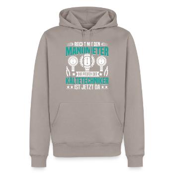 Installateur de systèmes de réfrigération pour les techniciens en réfrigération de climatisation - Sweat à capuche Premium bio Homme - taupe - Devant - Nico (187cm)
