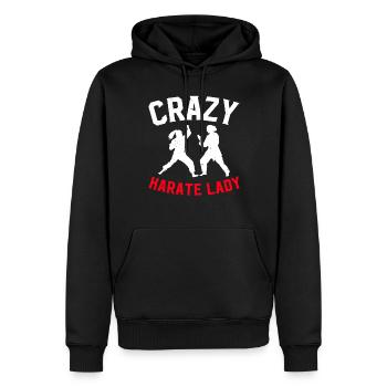 Crazy Karate Lady Karaté Combattante - Sweat à capuche Premium bio Homme - noir - Devant - Nico (187cm)