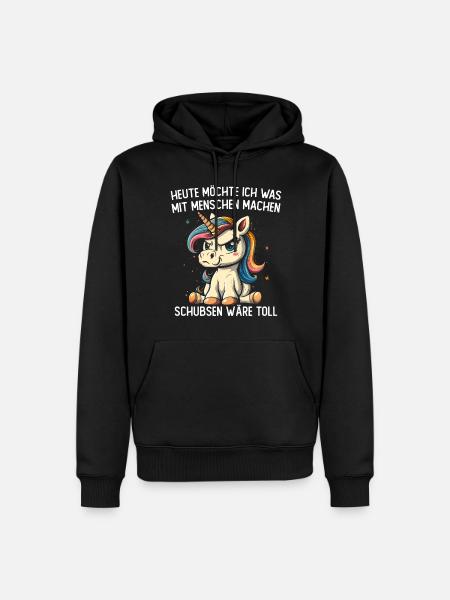 Schubsen Wäre Toll Einhorn - Männer Premium Bio Hoodie - Schwarz